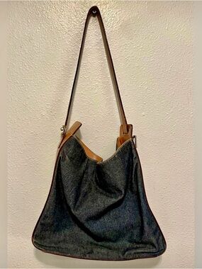 DOLCE & GABBANA Denim & Leather Slouchy Hobo Shoulder Bag VTG Y2K